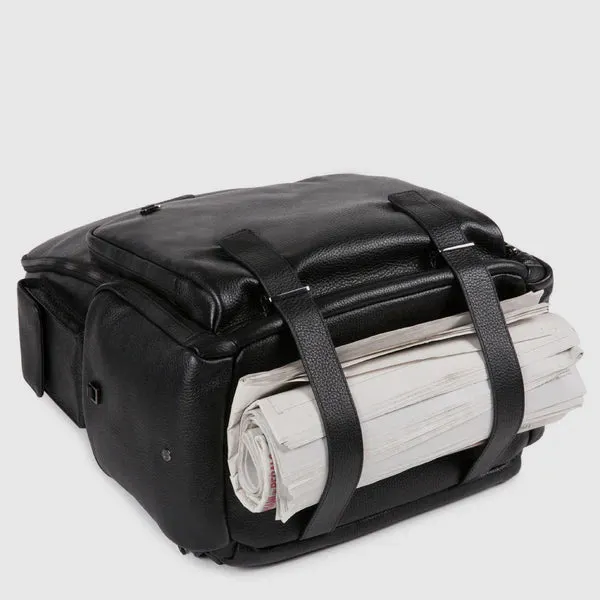 Zaino Fast-Check Piquadro in Pelle con Porta PC e iPad Modus Nero