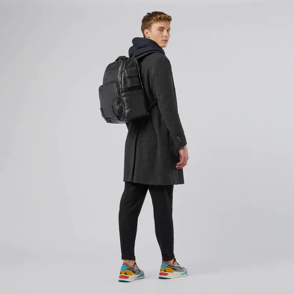 Zaino Fast-Check Piquadro in Pelle con Porta PC e iPad Modus Nero