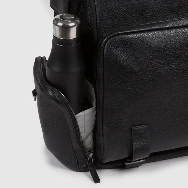 Zaino Fast-Check Piquadro in Pelle con Porta PC e iPad Modus Nero