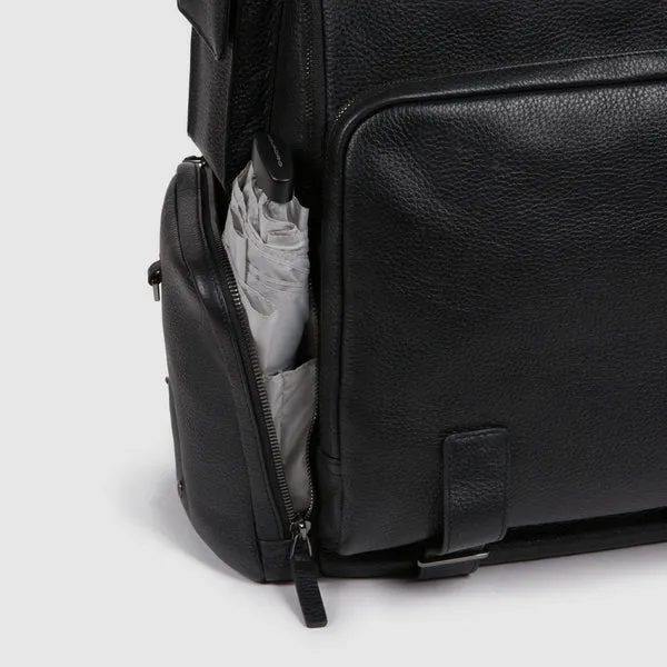 Zaino Fast-Check Piquadro in Pelle con Porta PC e iPad Modus Nero