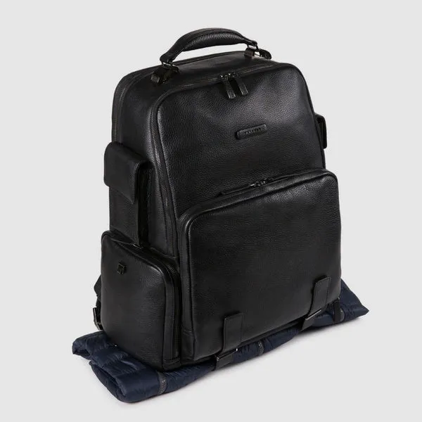 Zaino Fast-Check Piquadro in Pelle con Porta PC e iPad Modus Nero