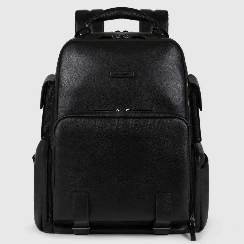 Zaino Fast-Check Piquadro in Pelle con Porta PC e iPad Modus Nero