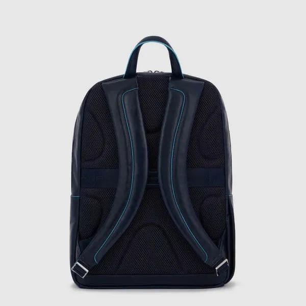 Zaino Grande Piquadro in Pelle Porta PC 15,6'' e Porta iPad Blue Square Blu