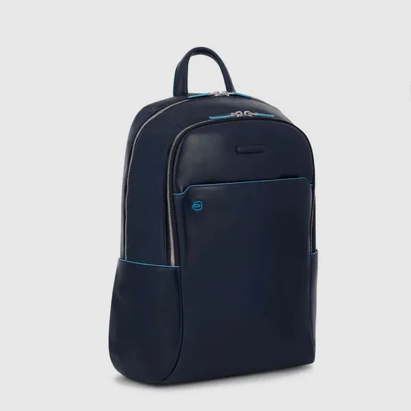 Zaino Grande Piquadro in Pelle Porta PC 15,6'' e Porta iPad Blue Square Blu