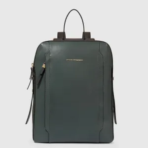 Zaino in Pelle Piquadro Circle Porta PC 14'' e iPad® Verde