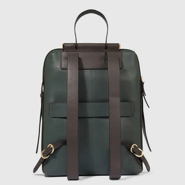Zaino in Pelle Piquadro Circle Porta PC 14'' e iPad® Verde