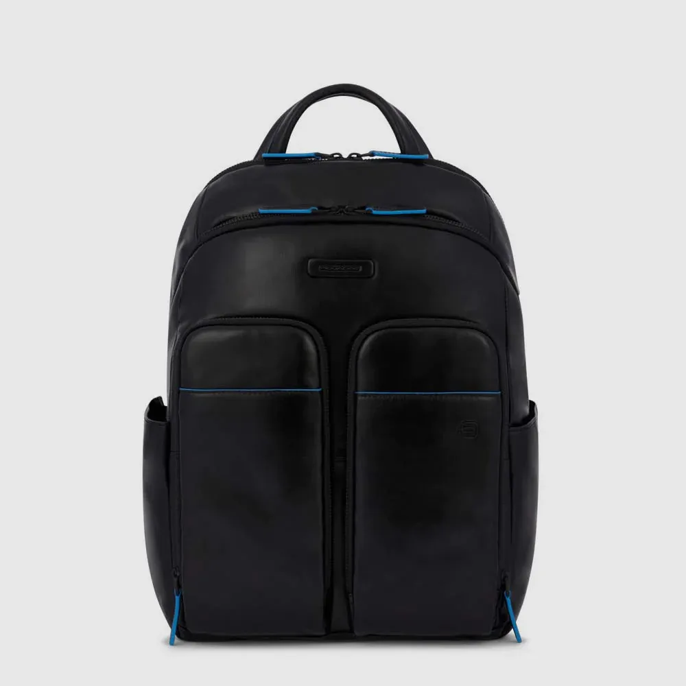Zaino in Pelle Piquadro Porta PC e Porta Ipad® Blue Square Nero