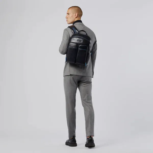 Zaino in Pelle Piquadro Porta PC e Porta Ipad® Blue Square Nero