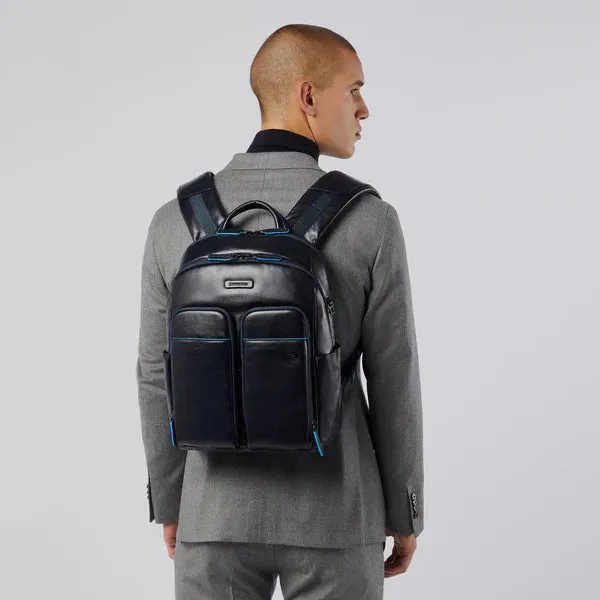 Zaino in Pelle Piquadro Porta PC e Porta Ipad® Blue Square Nero