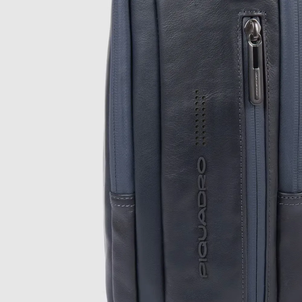 Zaino Piquadro in Pelle Porta PC con Porta Ipad con Cavo Antifurto Urban Grigio e Blu