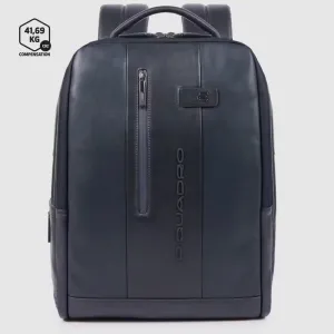 Zaino Piquadro in Pelle Porta PC con Porta Ipad con Cavo Antifurto Urban Grigio e Blu