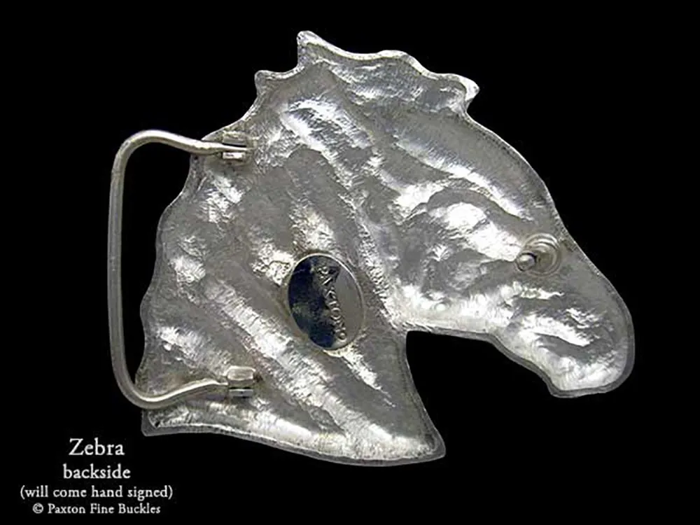 Zebra Head Belt Buckle Sterling Silver or Yellow Brass
