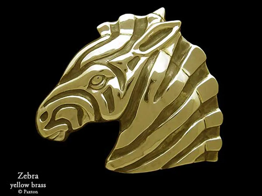 Zebra Head Belt Buckle Sterling Silver or Yellow Brass