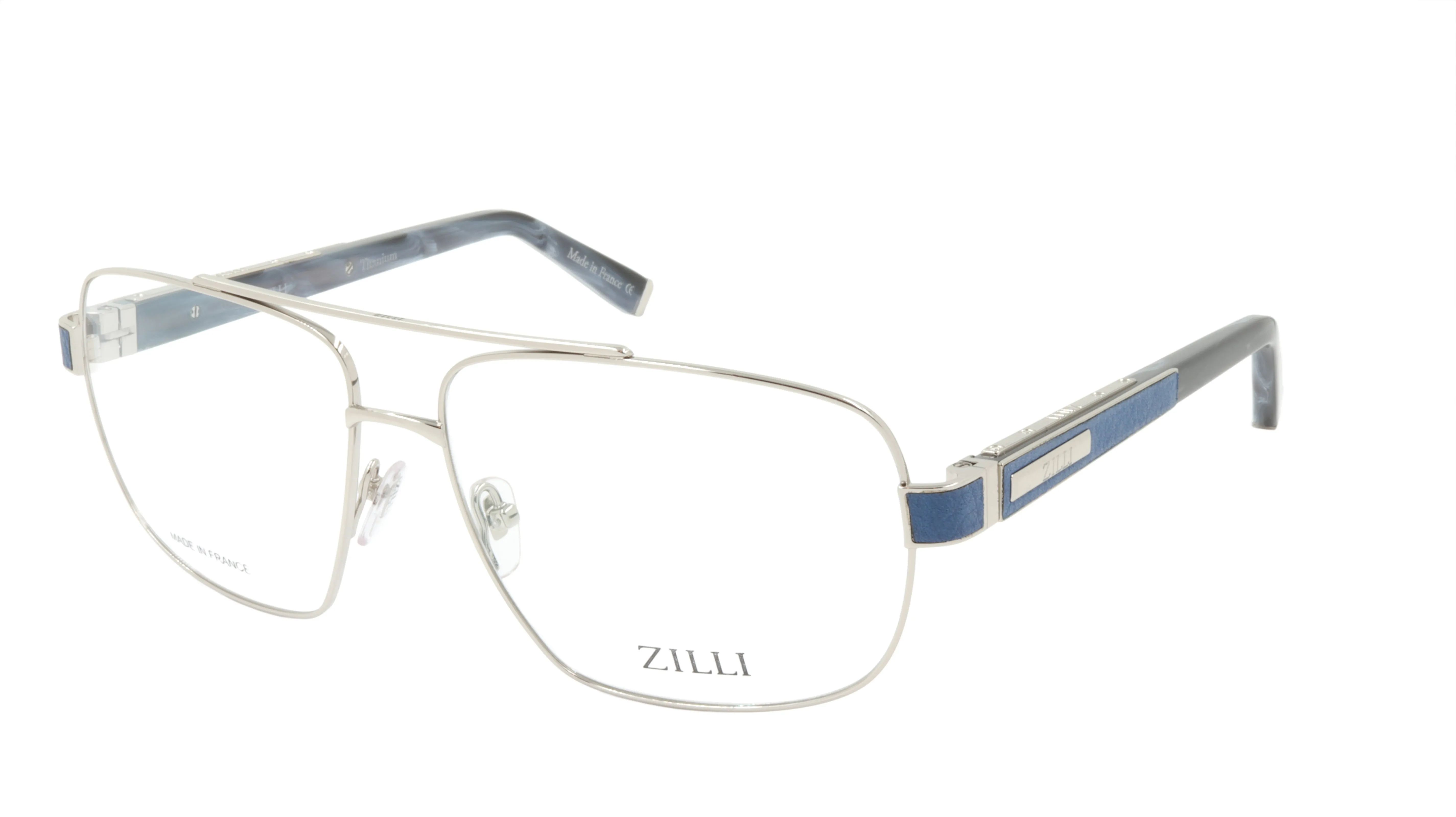 ZILLI Eyeglasses Frame Titanium Acetate Leather France Made ZI 60046 C03
