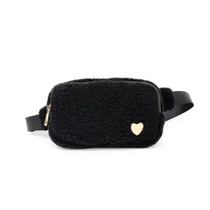 Zomi Gems Fuzzy Belt Bag w/ Heart For Kids - Black