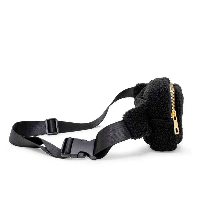 Zomi Gems Fuzzy Belt Bag w/ Heart For Kids - Black